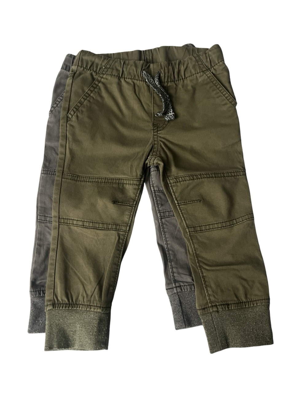 Cat & Jack Olive Green Jogger Pants with Gray Panels